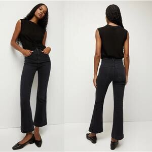 NEW Veronica Beard Carson Ankle Flare High Rise Jeans Onyx Black Size: 24